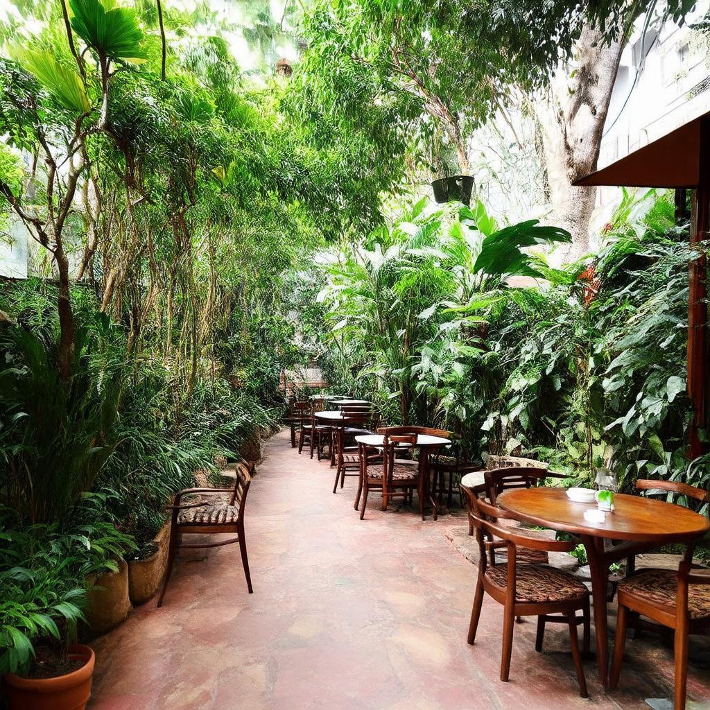 Khong gian xanh mat yen binh tai Cafe Mien Dong Thao